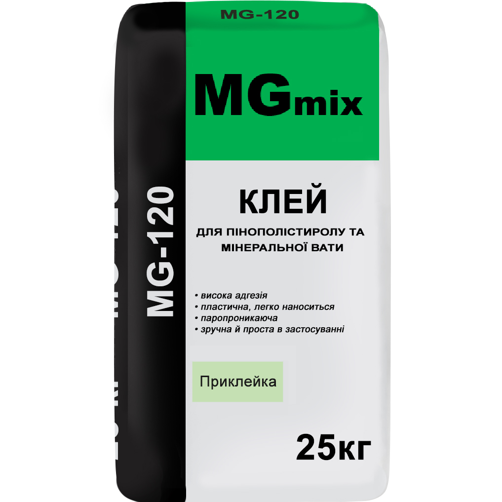 Клей MGmix для приклейки пінопласту та мінвати MG-120, 25кг