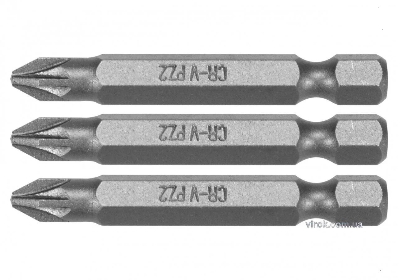 Біта STHOR : "Pozidriv" PZ2 x 50 мм, HEX 1/4", Cr-V, 3 шт арт.65476