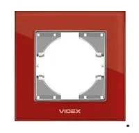 Рамка VIDEX BINERA красное стекло одинарния горизонтальная (VF-BNFRG1H-RD) (12/144)
