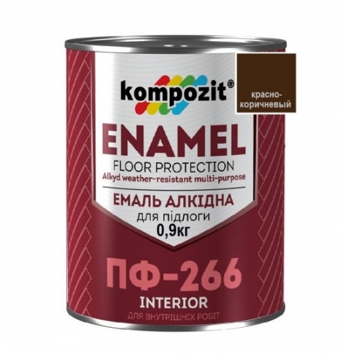  Емаль ПФ-266 "Kompozit" (червоно-корич, 0,9 кг)