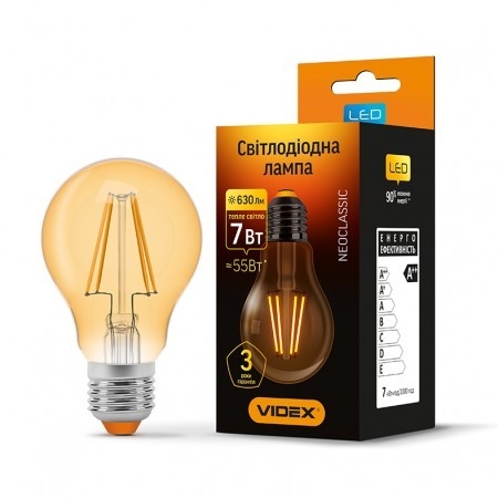 Лампа VIDEX LED Filament A60FA 7W E27 2200K 220V бронза (VL-A60FA-07272)