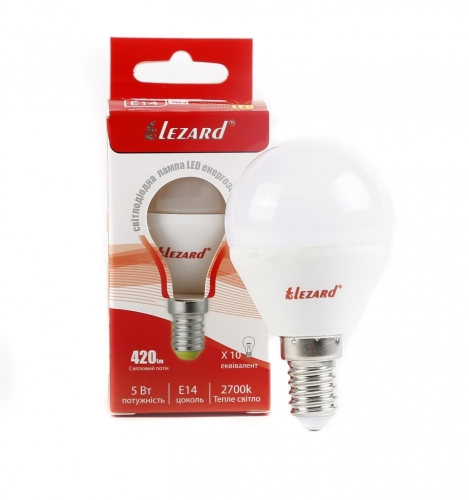 427-A45-1405 Лампа світлодіодна LED Glob A45 5W 2700K E14 220V (25 шт/уп)