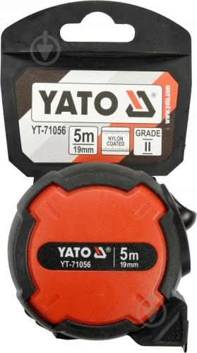 Рулетка YATO : L= 5 м x 19 мм. з сталевою стрічкою, нейлоновим покриттям, YT-71056