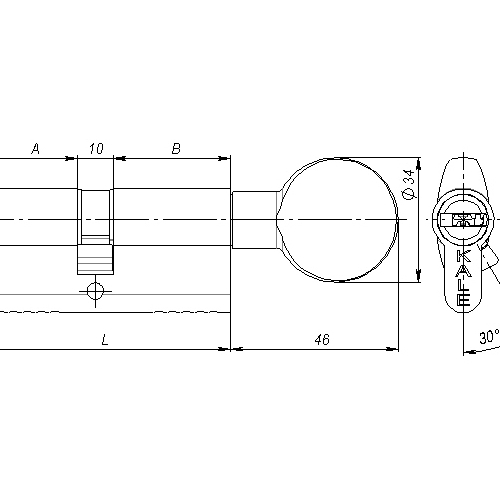 Циліндровий механізм з вертушкою KALE KILIT 164 BM 90mm (45+10+35) нікель 5кл.  7904