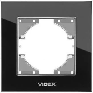 Рамка VIDEX BINERA черное стекло одинарния горизонтальная (VF-BNFRG1H-B) (12/144)