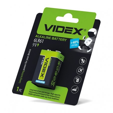 Батарейка Videx 6LR61/9V (Крона) 1pcs BLISTER