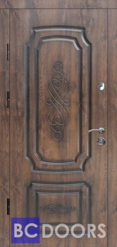 Двері  вхідні Преміум ліві 960х2050, Б-303, ПВХ-02, пат.чор., поріг, замки к-т №5, код.19/18839