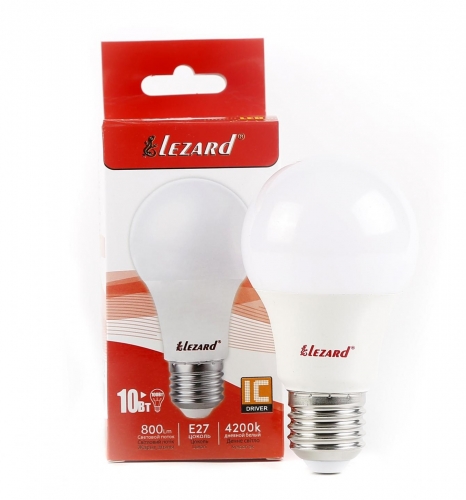 442-A60-2710 Лампа світлодіодна LED Glob A60 10W 4200K E27 220V (50шт/уп) 