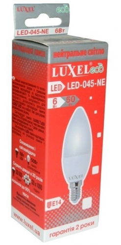 Лампа LED C37 230V 6w 510Lm E14 4000K свічка EKO LUXEL (045-NE)