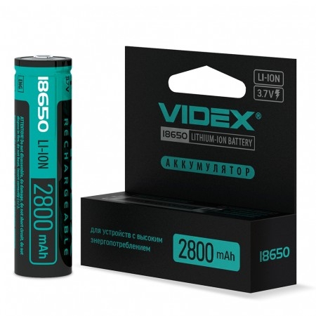 Аккумулятор Videx Li-Ion 18650-P(Захист) 2800mAh color box/1pc 20/160