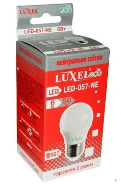 Лампа LED G45 230V 6w 510Lm E27 4000K шарик EKO LUXEL (057-NE) (ELM-1шт)