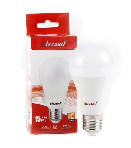 442-A65-2715 Лампа світлодіодна LED Glob A65 15W 4200K E27 220V (50шт/уп)