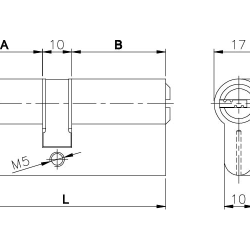 Циліндровий механізм KALE KILIT 164 BN 90mm (35+10+45) PB латунь 5кл.  1020