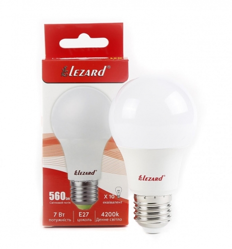 442-A60-2707 Лампа світлодіодна LED Glob A60 7W 4200K E27 220V (50шт/уп)