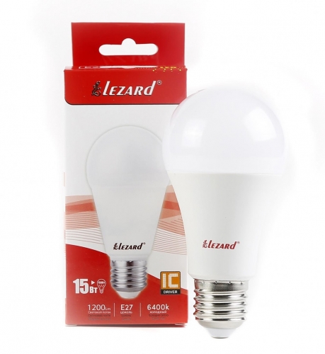 464-A65-2715 Лампа світлодіодна LED Glob A65 15W 6400K E27 220V (50шт/уп)