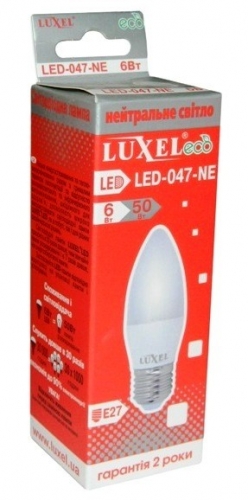Лампа LED C37 230V 6w 510Lm E27 4000K свічка EKO LUXEL (047-NE)