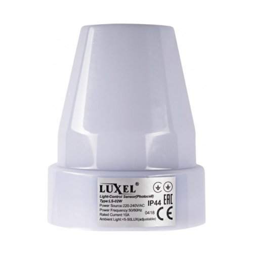 Датчик світла 10А IP44, 5-50 LUX фотоелемент регулюючий(LS-02W) LUXEL