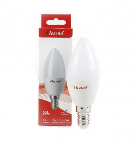 442-B35-1407 Лампа світлодіодна LED CANDLE B35 7W 4200K E14 220V (25 шт/уп) (ELM 6W свічка-2шт)