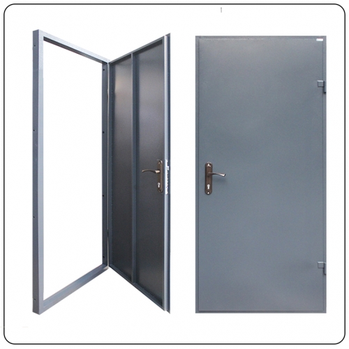 Двері вхідні технічні Каркас праві 960х2050 сірий RAL 7024 (тр. 60х40), замок, Аверс 2800 арт.19/11604