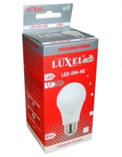 Лампа LED A60 230V 12w 1100Lm E27 4000K шарик EKO LUXEL (064-NE)