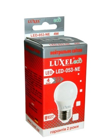 Лампа LED G45 230V 4w 240Lm E27 4000K шарик EKO LUXEL (053-NE)