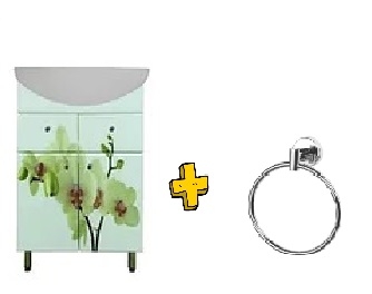 Тумба+умивальник "Лібра 60" орхідея світла +Тримач для рушників настінний (кільце) ВР0205-2