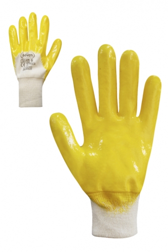 Рукавички БП білі з жовтим нітриловим покриттям 3/4'' арт.69435/sp-0110